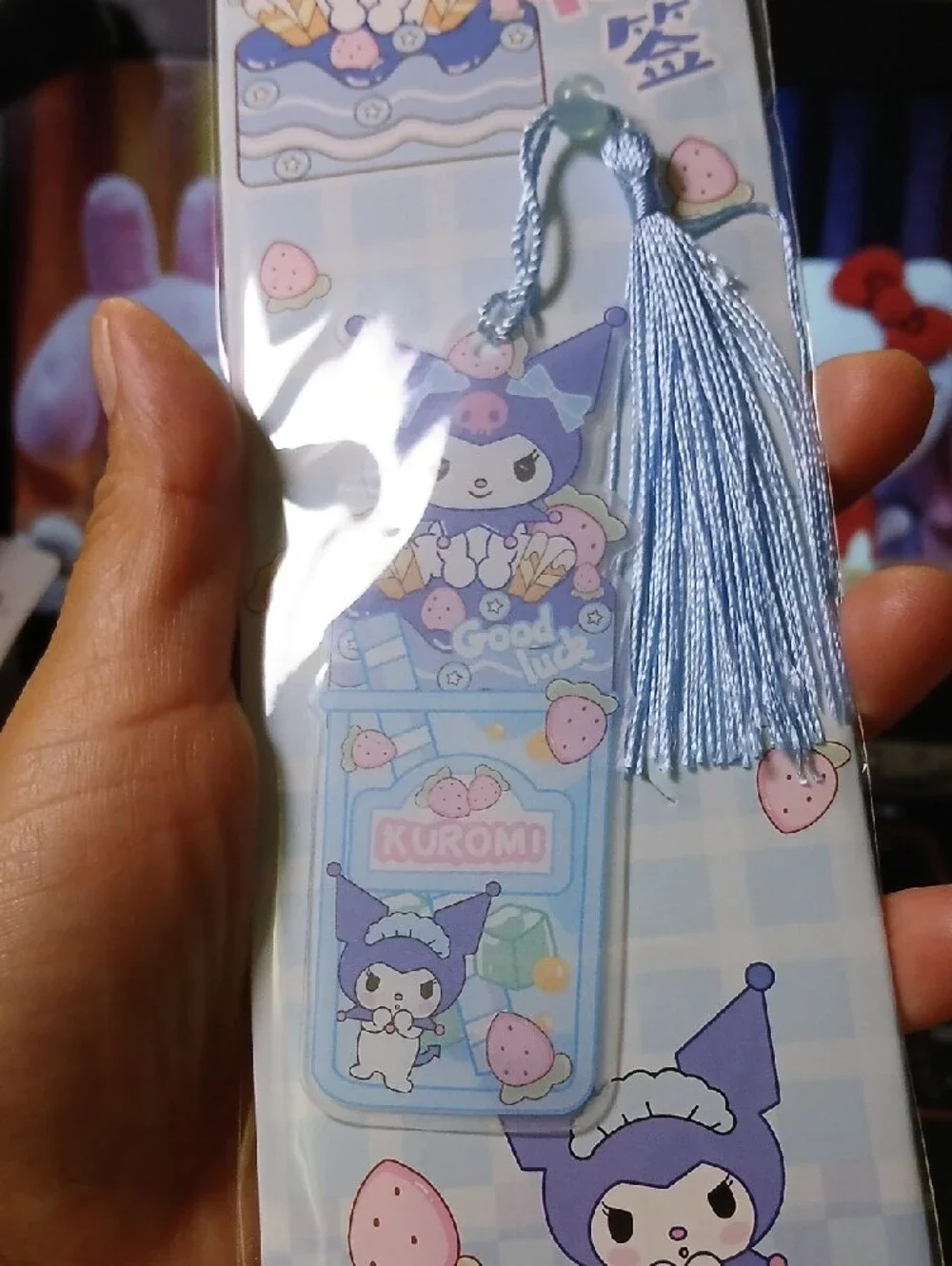 Kuromi Blue Tassel Bookmark Set